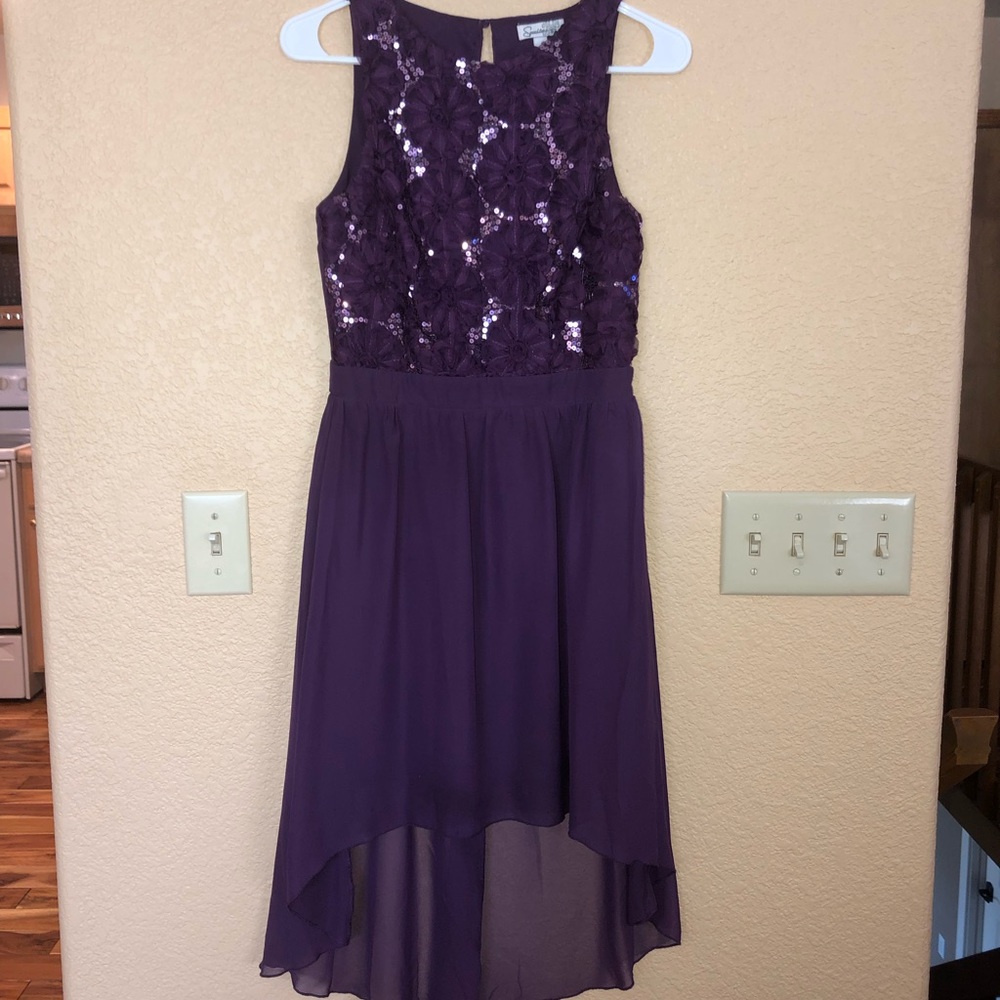 High low purple homecoming/formal dress